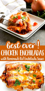 Chicken Enchiladas With Homemade Red Enchilada Sauce Mexican Food Recipes Recipes Enchilada Recipes