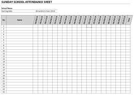 Sunday School Attendance Sheet