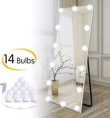 Hollywood Diy Led Vanity Lights Strip Kit With 14 Dimmable Light Bulbs For Dressing Mirror Makeup Led Vanity Lights Bulb Mirror Mirror With Lights