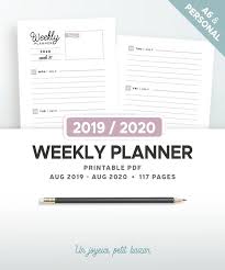2020 2021 Weekly Planner Printable Agenda Refill 2020 2021 Pdf Weekly Diary Organiser Wo2p Lined Unlined Filofax Insert Personal A6 Weekly Planner Printable Printable Planner Weekly Planner