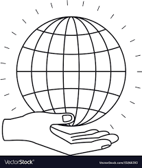 Silhouette Hand Palm Giving A Globe Chart Charity