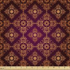 Antique layout, swirling flowers, plant leaves, small blossoms and decorative shapes. Amazon Com Ambesonne Damask Fabric By The Yard Abstract Floral Pattern With Medieval Design Ornamental Victorian Image Decorative Fabric For Upholstery And Home Accents 1 Yard Magenta Orange