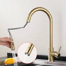 Ceramic number of holes for installation: Brushed Gold Kitchen Sink Faucet Pull Out Water Tap Single Handle Mixer Tap 360 Rotate Buy At The Price Of 54 99 In Banggood Com Imall Com