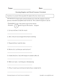 Singular and plural exercise/worksheet in english grammar for kids. Pronouns Worksheets Singular And Plural Pronouns Worksheets