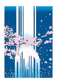 a4シート販売 滝に桜咲く 滝 イラスト 桜の花 イラスト