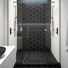 zwart en goud zijn een zorgen voor een sjieke badkamer black and gold provide a chic bathroom badkamer bat badkamer badkamer ontwerp badkamer douche tegels