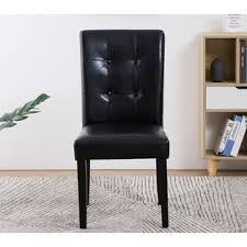 At 1stdibs, there are several options of contemporary leather dining room chairs available for sale. Btexpert French High Back Tufted Upholstered Dining Chair Set Of 2 Black Faux Leather