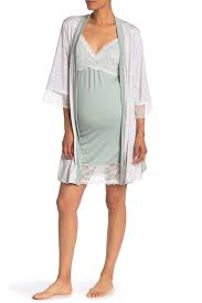 Nanette Lepore Lace Trim Nursing Nightgown Robe Pajama 2 Piece Set Maternity Nordstrom Rack