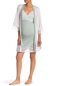 Nanette Lepore Lace Trim Nursing Nightgown Robe Pajama 2 Piece Set Maternity Nordstrom Rack