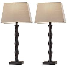Vintage ethan allen brass bamboo floor lamp. Bamboo Black Finish Table Lamps Set Of 2 83k46 Lamps Plus