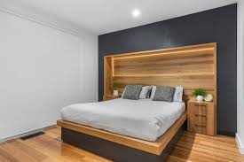 Custom Built Timber Master Bedroom Design With Built In Timber Bed Bedhead And Side Tables And 2 Pack Storm Timber Beds Bedroom Design Master Bedroom Design