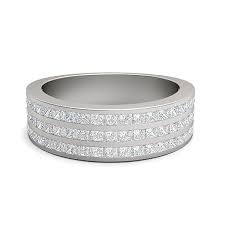 Channel Setting Three Row Princess Diamond Half Eternity Ring