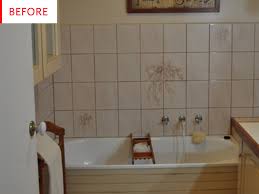 Interior tiles are dense and impervious, so. Diy Bathroom Remodel Tile Paint Before After Apartment Therapy
