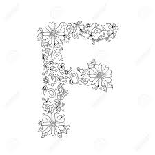 Important things about alphabet coloring pages.our kids grow up every day. Floral Alphabet Letter F Coloring Book For Adults Vector Illustration Hand Royalty Free Cliparts Vectors And Stock Illustration Image 100204465