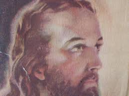 Antique Head of Christ Print, WE Sallman 1935, Head of Jesus, Decorative  Wide Gold Ivory Wood Frame, Religious Alter Wall Hanging Decor