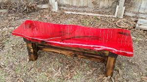 Red Bench Custom Wood Designs By Ben Keda Red Wood Dye
