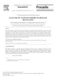 Pdf Sciencedirect Analysis Of Tajweed Errors In Quranic Recitation