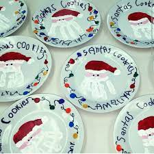 Santas Cookies Plates Dyi Christmas Art Project Paint With Acrylic Paint And Bake Fo Diy Christmas Plate Christmas Crafts For Kids Preschool Christmas Gifts