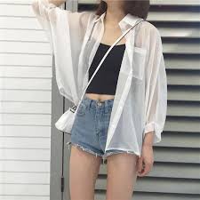 White Light Summer Coat Buttons Blouse Korean Fashion Trends Fashion Korean Fashion