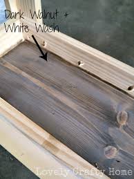 Stain over white paint decor. Diy Weathered Table Finish Lovely Crafty Home