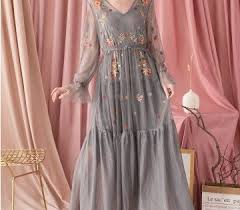 Garden Stunner Embroidered Mesh Maxi Dress In Grey Maxi Dress Retro Indie And Unique Fashion Vestiti