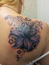 A very unique tattoo that includes stars. Flower Cover Up Tattoos On Shoulder Best Tattoo Ideas
