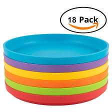 Lot new tupperware tumblers & seals microwave safe luncheon plates set bpa free. Plastic Plates For Kids 18 Piece Round Plates Multicolor Overstock 31717684