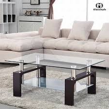 Round accent side or end coffee tables modern nightstand with wood look and metal frame for living room bedroom balcony family and office,black+white oak. Rectangular Glass Coffee Table Shelf Chrome Walnut Wood Living Room Furniture Walmart Com In 2021 Black Wood Living Room Furniture Black Furniture Living Room Black Glass Coffee Table