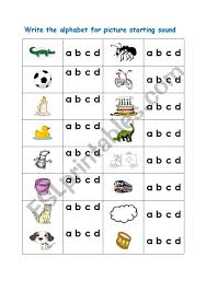 Fast tract writing abc is an appropriate name for this exercise. English Worksheets Write The Alphabet For Picture Starting Sound A B C D