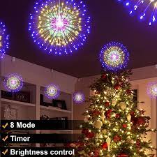 Raz 18 or 23 white led lighted starburst christmas decorations. Buy Denicmic 2pcs Starburst Lights 200 Led Firework Lights Copper Led Christmas Lights 8 Modes Fairy Light With Remote Hanging Ball Light For Christmas Bedroom Party Indoor Outdoor Decoration Colorful Online In
