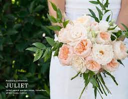 Areca palms are one of the most popular tropical leaves you'll find in bouquets. Juliet Collection Peach Wedding Flowers Tropical Wedding Flowers Purple Wedding Flowers