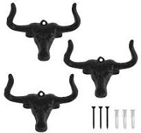 3 Pcs Cast Iron Longhorn Steer Wall Hook, Vintage Towel Hooks, Metal Double  Hooks, Bull Head Decorative Hanger Heavy Duty Rustic Western Decor, for ...