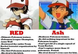 Here Is A Pretty Funny Anime Cartoon It Shows The Differences Between Red And Ash It Is Pretty Obvious That Red Is Like Pokemon Funny Pokemon Pokemon Trainer