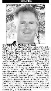 Obituary for Peter SURETTE Brian (Aged 61)