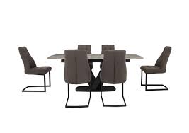 • contemporary style with metal details and a gorgeous finish. Merlin Extending Dining Table And 6 Chairs Furniture Village