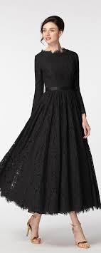 Modest Black Formal Dresses Long Sleeves Tea Length Evening Dress Modest Black Dress Modest Formal Dresses Long Sleeve Dress Formal