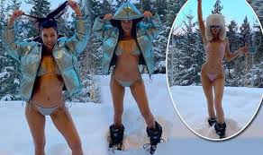 Kendall jenner, emily ratajkowski among stars slammed in fyre festival lawsuit back to video jenner, 23, received $275,000 for a single instagram post without revealing she was paid as an advertiser, according to a complaint filed aug. Kourtney Kardashian Flaunts Her Bikini Body In The Snow Like Sister Kendall Jenner Celebrity News Showbiz Tv Express Co Uk