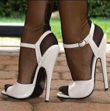 Black And White Sandals With Heel Pin Op Sexy Nylon Sandal Feet