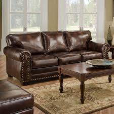 Leather Sleeper Sofa Queen Size W Nailhead Trim Best Leather Sofa Leather Sofa Living Room Living Room Leather