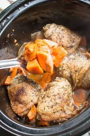 Slow Cooker Chicken And Sweet Potato Dinner Recipe Sweet Potato Dinner Slow Cooker Chicken Thighs Slow Cooker Chicken