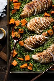 Sheet Pan Moroccan Chicken With Broccoli Rice And Sweet Potatoes Kitchen Confidante Recipe Sheet Pan Recipes Chicken Broccoli Moroccan Chicken
