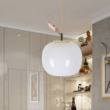Apple Dining Room Hanging Lamp White Glass Led Contemporary Pendant Lighting Fixture Takeluckhome Com