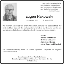 Illinois had the highest population of rakowski families in 1880. Traueranzeigen Von Eugen Rakowski Aachen Gedenkt