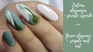 Proste Wzorki Zielona Elegancja Simple Nail Art Green Elegance