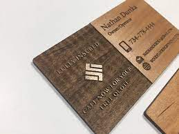 Minimum 100 cards per order. Alder Business Card With A Reverse Engrave On One Side Wood Business Cards Metal Business Cards Wooden Business Card