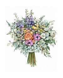 Download 2,666 watercolor flower bouquet free vectors. Watercolor Flower Bouquet Anniversary Gift Custom Wedding Bouquet Painting In Watercolor Painting Art Collectibles Vadel Com