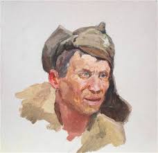 Unidentified Artist (ukrainian), "portrait Of A Red Army Soldier", Oil On  Board
