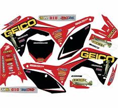 D Cor Visuals 2018 Geico Honda Complete Vinyl Graphics Kit Dirtbike 20 10 858 In 2020 Graphic Kit Geico Honda Honda