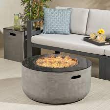 Round fire pit with propane tank inside. Ebern Designs 15 H X 31 W Concrete Propane Outdoor Fire Pit Reviews Wayfair