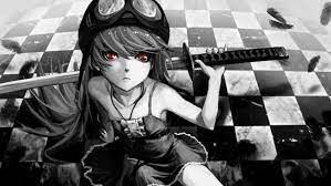 Find hd wallpapers for your desktop, mac, windows, apple, iphone or android device. Sword Anime Girl Long Hair Black White Wallpapers Hd Desktop And Mobile Backgrounds